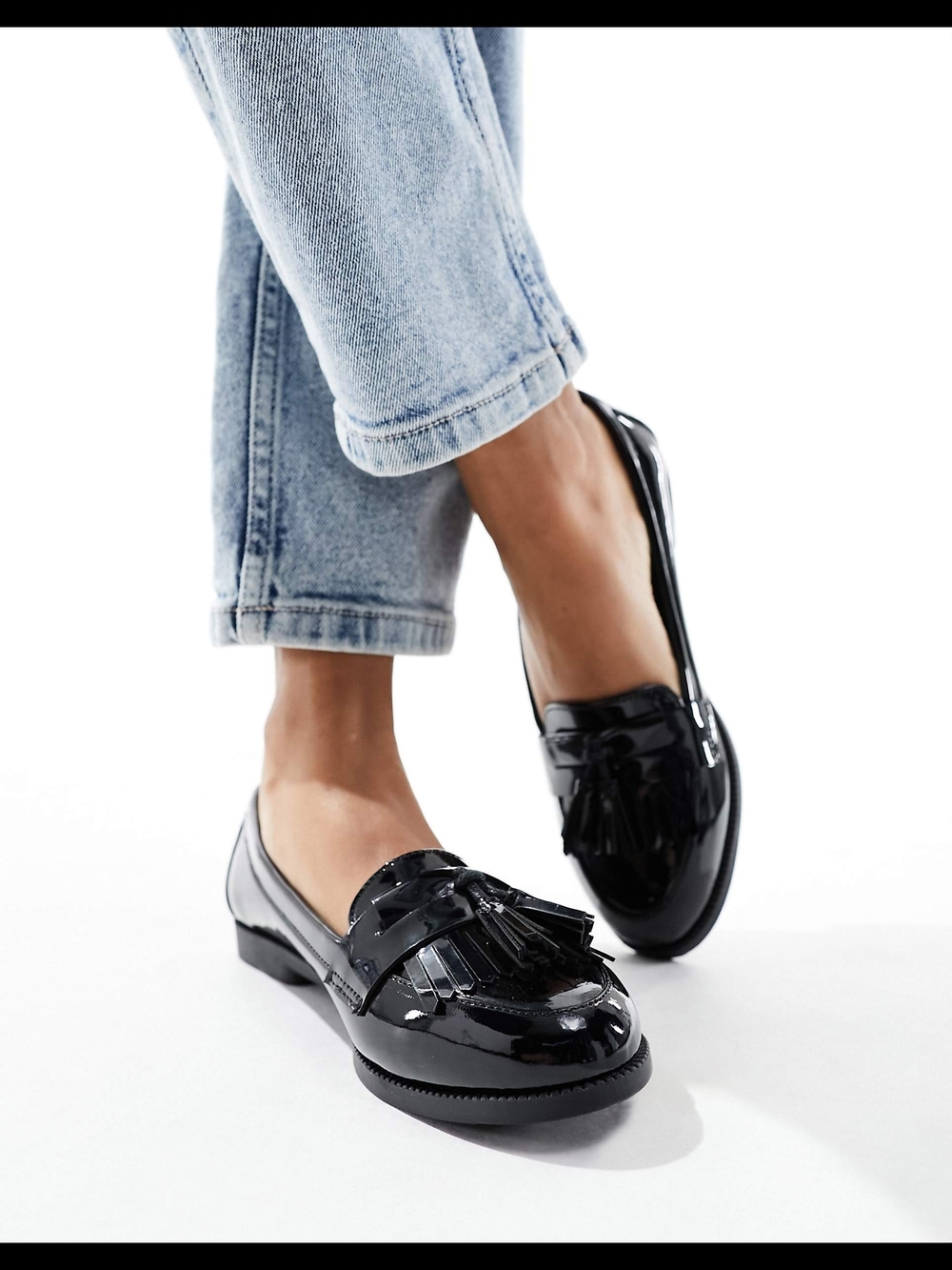 Black Patent Tassel Loafers for Women New Look - Mocassins à glands - Noir